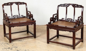Pair of Antique Chinese Hung-Mu Summer Palace Chairs, sold for $20,000