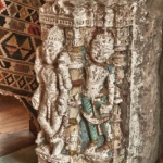 Detail of 5th century stone carving from north India, used to create a fireplace surround.