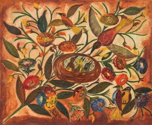 Hector Hyppolite (Haitian/St. Marc, 1894-1948), "Birds and Flowers", c. 1946-47, sold for $43,750