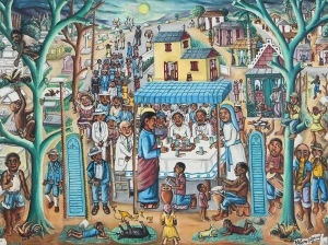 Lot 100. Wilson Bigaud (Haitian/ Port-au-Prince, 1931-2010) Marriage at Cana, 1981, oil painting on canvas